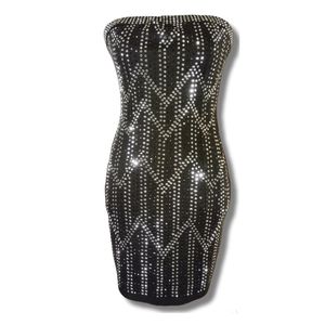 Black Studded Strapless Mini Dress